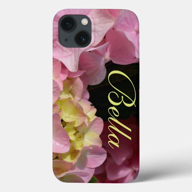 Funda De Case-Mate Para iPhone Crema rosa Hydrangeas amarillo rosa verde floral (Reverso)