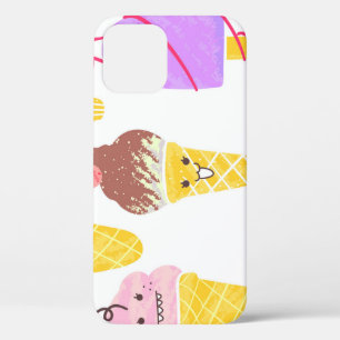 Funda Para iPhone 12 Cremas de hielo de Kawaii, lindo patrón sin costur