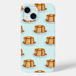 Funda Para iPhone 15 Crepes con jarabe de arce y patrón Polkadot
