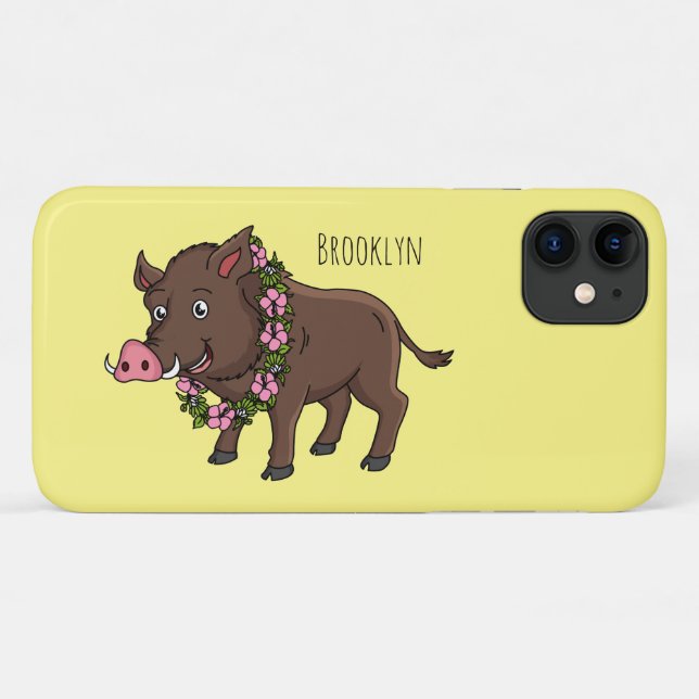 Funda De Case-Mate Para iPhone Cría de jabalí y flores de personalizado (Reverso (horizontal))