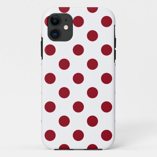 Funda De Case-Mate Para iPhone Crimson Red Polka Doce Círculos (Reverso)