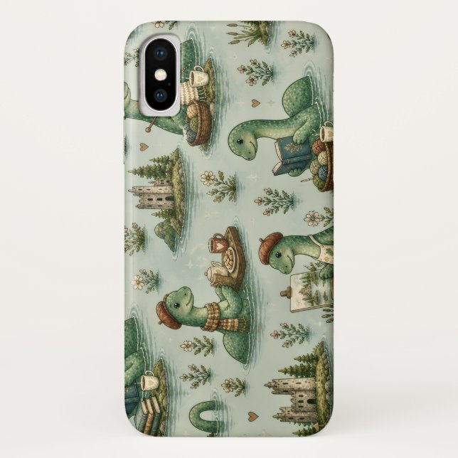 Funda De Case-Mate Para iPhone Criptídeos Acogedores Nessie Monstruo del Lago Nes (Reverso)