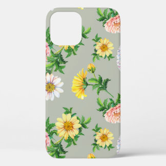 Funda Para iPhone 12 Crisantemo acuarela, patrón floral sin fisuras