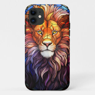 Funda Para iPhone 11 Cristal Manchado Estilo Tiffany Majestuoso León