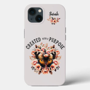 Funda Para iPhone 13 Cristiana De La Mariposa Floral Creada Con Un Prop