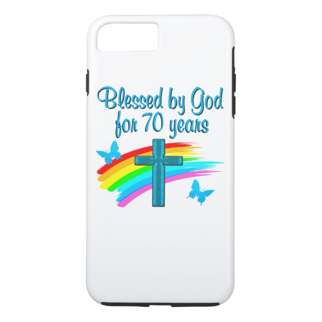 FUNDA DE Case-Mate PARA iPhone CRISTIANO 70º CUMPLEAÑOS CRUZ Y RAINBOWS (Reverso)