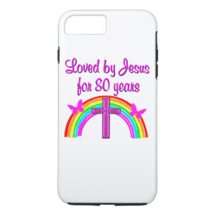 FUNDA PARA iPhone 8 PLUS/7 PLUS CRISTIANO 80 CUMPLEAÑOS DISEÑO DE RAINBOW