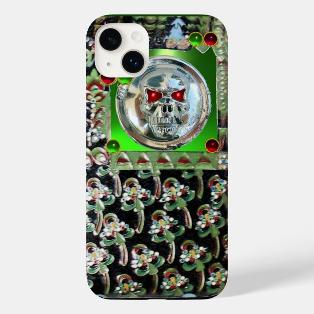 FUNDA DE Case-Mate PARA iPhone CROMA SKULL , PIEDRAS DE GIMNASIO VERDE NEGRO ROJO (Reverso )
