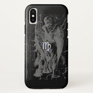 Funda Para iPhone XS Cromo como Rótulo Virgo Zodiac en Hevelio Negro