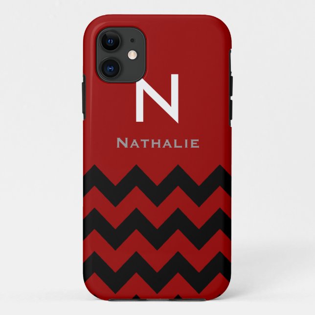Funda De Case-Mate Para iPhone croqueta negra/roja monogramo (Reverso)