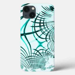 Funda Para iPhone 13 Crossed cyan curved traces on light background