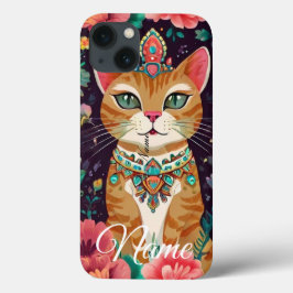 Funda Para iPhone 13 Crowned Bejewelled Cat 
