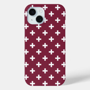 Funda Para iPhone 15 Cruces blancas de lunares en morado