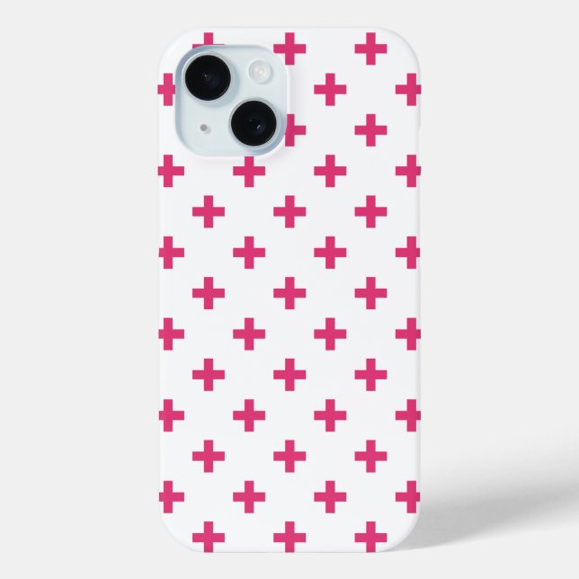 Funda De Case-Mate Para iPhone Cruces de lunares fucsias sobre blanco (Reverso )