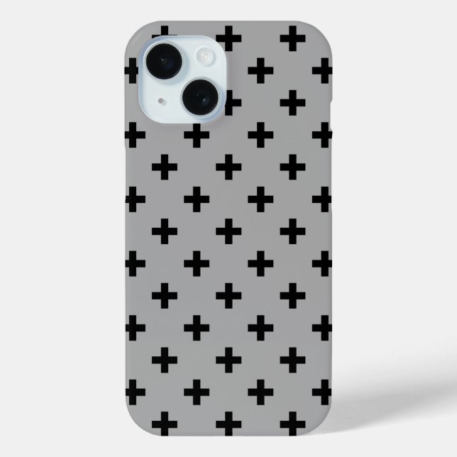 Funda De Case-Mate Para iPhone Cruces de lunares negros sobre gris (Reverso )
