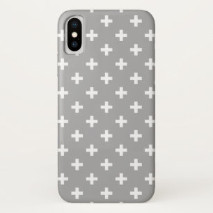 Funda Para iPhone X Cruces de polka blanca en gris