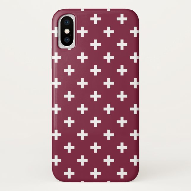 Funda De Case-Mate Para iPhone Cruces de polka blanca sobre morera (Reverso)