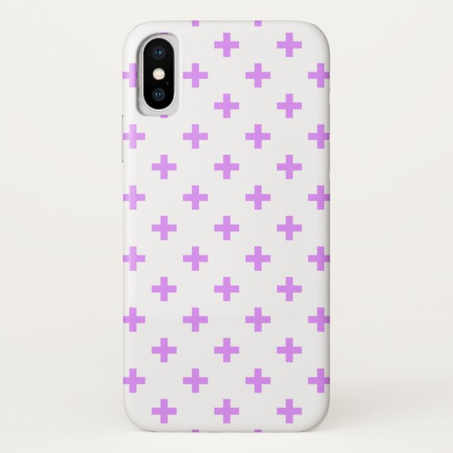 Funda De Case-Mate Para iPhone Cruces de polka de Lilac sobre blanco (Reverso)