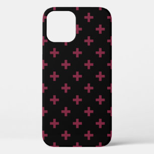 Funda Para iPhone 12 Cruces de polka de moras sobre negro