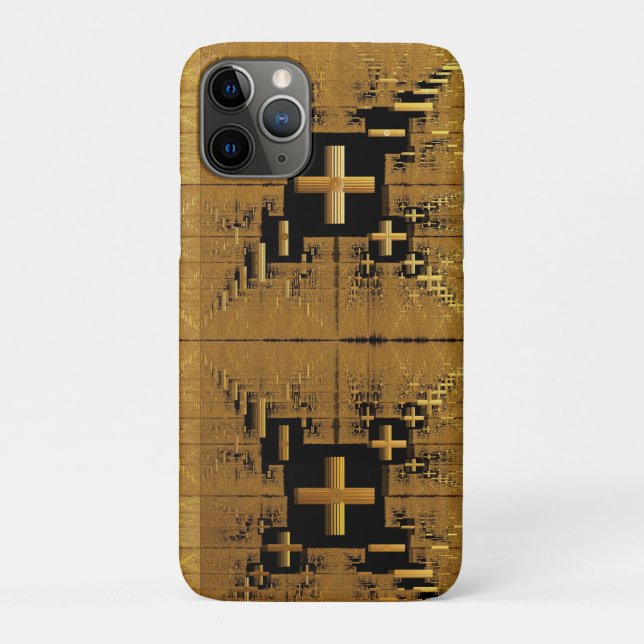 Funda De Case-Mate Para iPhone Cruces fractales doradas (Reverso)