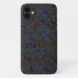 Funda Para iPhone 11 Crujido verde y agitado con trazos azules llamativ