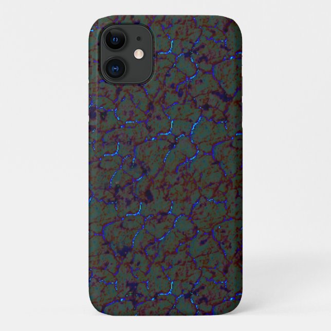 Funda De Case-Mate Para iPhone Crujido verde y agitado con trazos azules llamativ (Reverso)