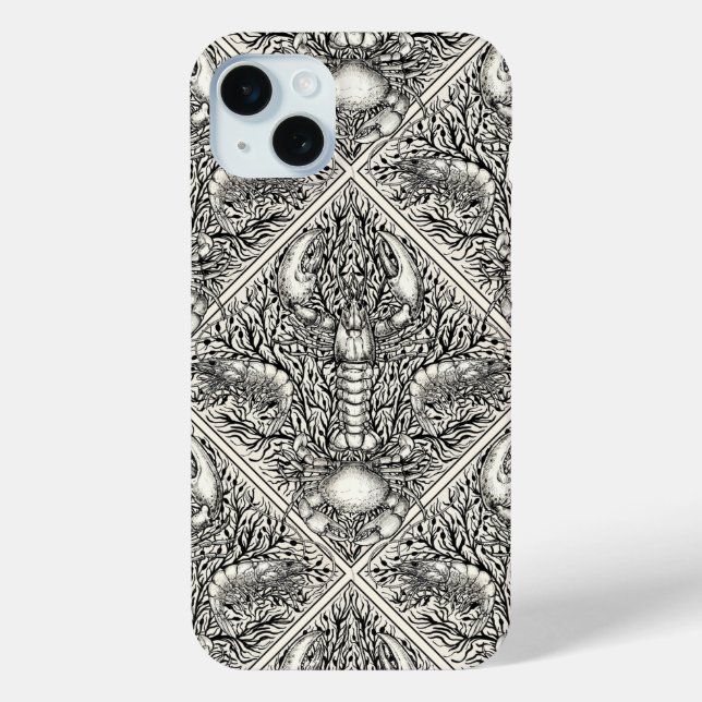 Funda De Case-Mate Para iPhone Crustáceo en blanco y negro (Reverso )