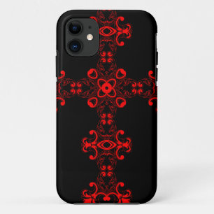 Funda Para iPhone 11 Cruz con Adorno Rojo Arte Decorativo Sagrado