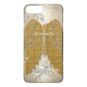Funda Para iPhone 8 Plus/7 Plus Cruz con el Purpurina Diamond Jewel Look Angel Win