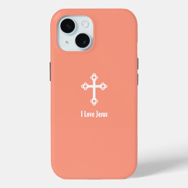 Funda De Case-Mate Para iPhone Cruz Cristiana Amo a Jesus Salmon Naranja (Reverso )