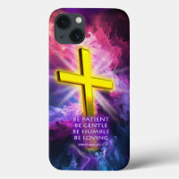 Cruz cristiana en el iPhone de Funda-mate de oro y