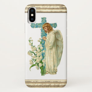 Funda Para iPhone X Cruz cristiana florecida azul