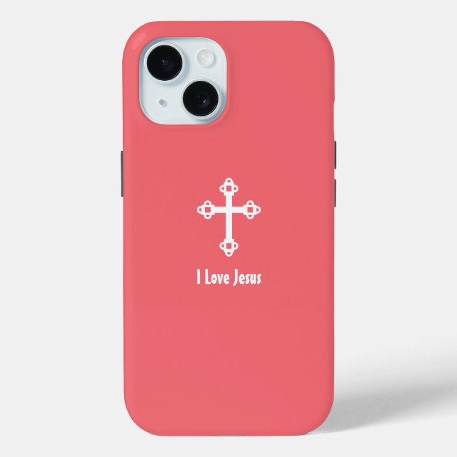 Funda De Case-Mate Para iPhone Cruz Cristiana Yo Amo El Rojo Rosa Jesús (Reverso )