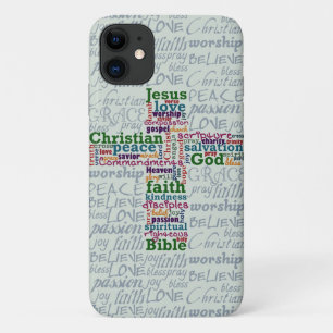 Funda Para iPhone 11 Cruz de Arte de Palabra Religiosa Cristiana