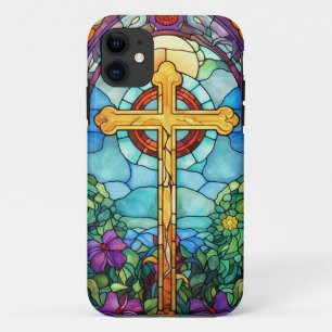 Funda Para iPhone 11 Cruz de vidrio manchado
