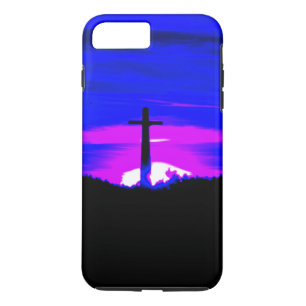 Funda Para iPhone 8 Plus/7 Plus Cruz en el cielo azul y púrpura
