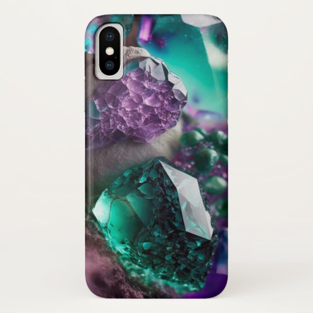 Funda De Case-Mate Para iPhone Crystals gems emerald amethyst (Reverso)
