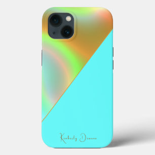 Funda Para iPhone 13 Cuaderno holográfico de menta elegante dorado