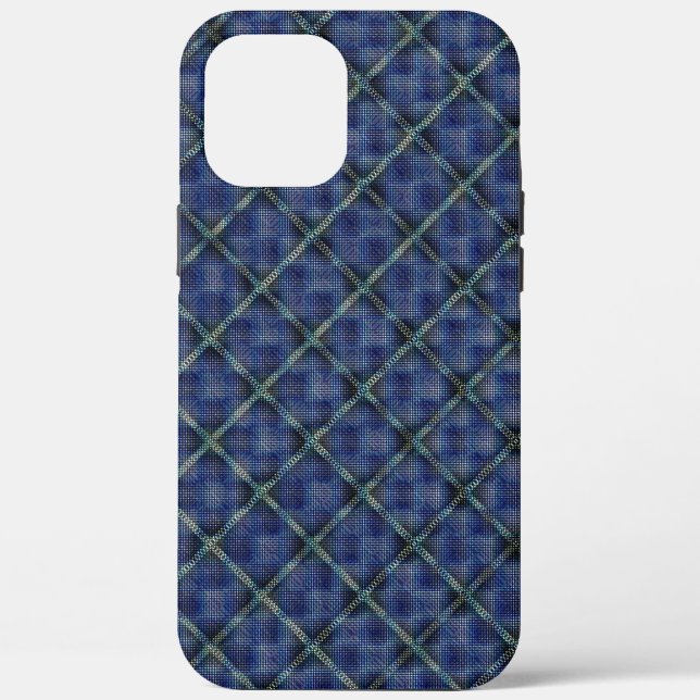 Funda De Case-Mate Para iPhone Cuadrado azul con puntos pixelados (Reverso )