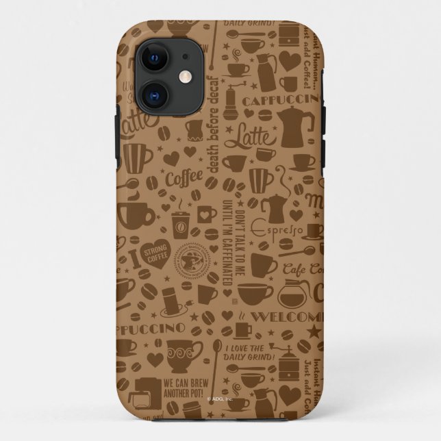 Funda De Case-Mate Para iPhone Cuadrado de patrón de café (Reverso)