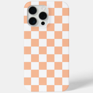 Funda Para iPhone 15 Pro Max Cuadrados a cuadros melocotón naranja blanco geomé
