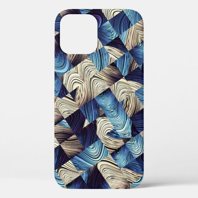Funda De Case-Mate Para iPhone Cuadrados abstractos de arte digital azul (Reverso )