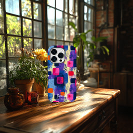 Funda Para iPhone 14 Pro De Case-Mate Cuadrados abstractos vívidos con mensaje personali