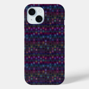 Funda Para iPhone 15 Cuadrados azules, verdes, morados y rosados con ra
