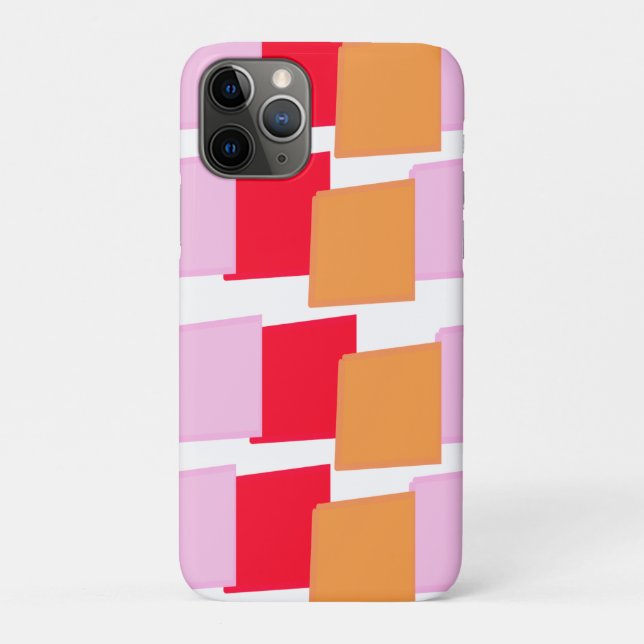 Funda De Case-Mate Para iPhone Cuadrados caprichosos rojo naranja rosa (Reverso)