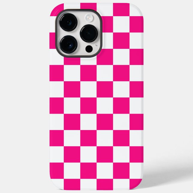 Funda De Case-Mate Para iPhone Cuadrados controlados retro geométrico blanco rosa (Reverso )