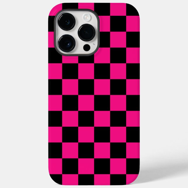 Funda De Case-Mate Para iPhone Cuadrados controlados retro geométrico negro rosa  (Reverso )