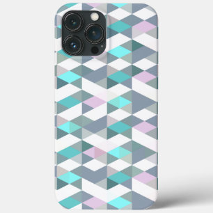 Funda Para iPhone 13 Pro Max Cuadrados de color turquesa rosa crudo Triángulos