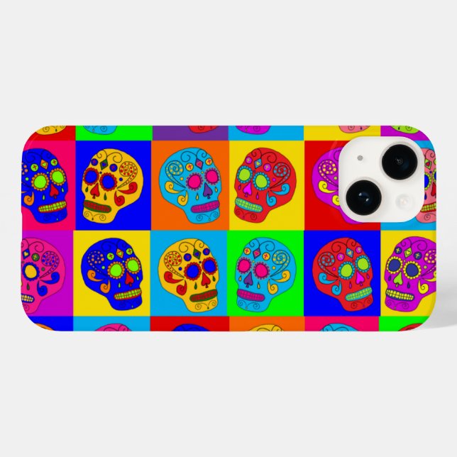 Funda De Case-Mate Para iPhone Cuadrados de cráneo de azúcar (Reverso  (Horizontal))