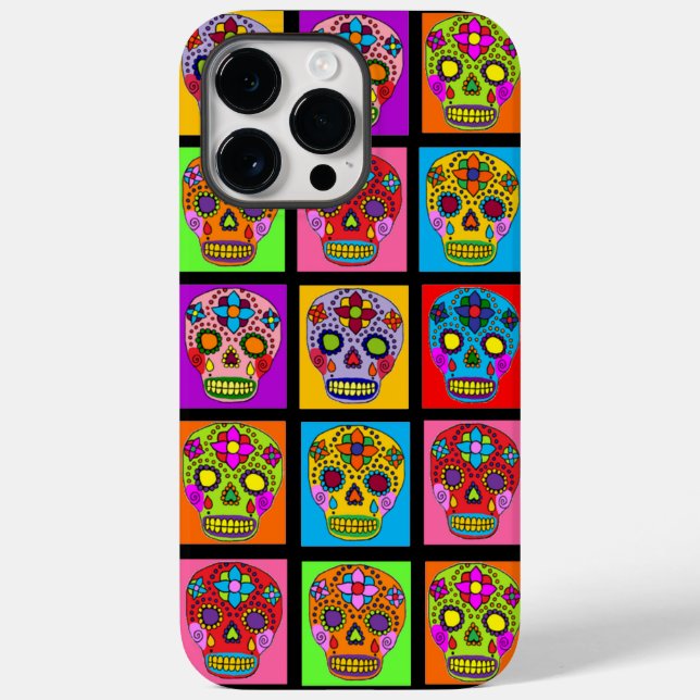 Funda De Case-Mate Para iPhone Cuadrados de cráneo de azúcar (Reverso )